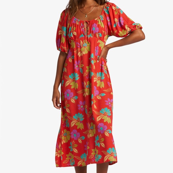 Billabong ♡ Floral Romance Midi Dress - Picture 2 of 6